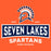 A graphic design featuring a stylized Spartan helmet logo above the text 'ESTD 2005 SEVEN LAKES SPARTANS HIGH SCHOOL' on a solid orange background. Seven Lakes High School Spartans Orange Classic Unisex T-shirt 202