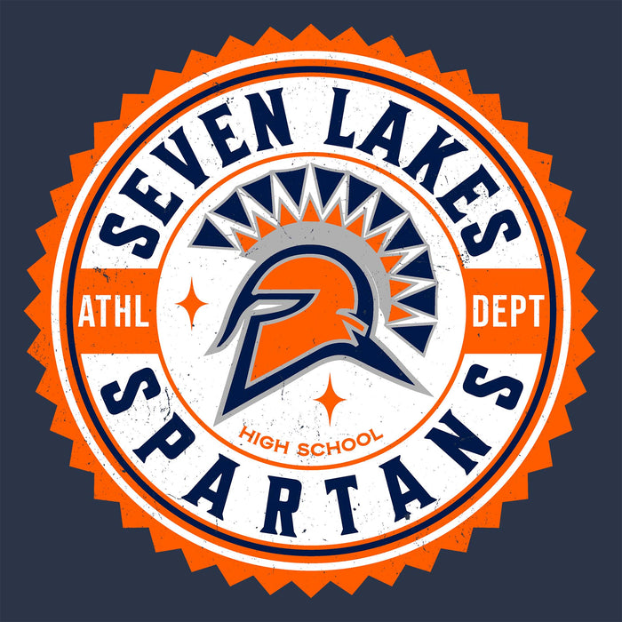 Close-up view of Seven Lakes High School Spartans Unisex 3/4 sleeve Raglan T-shirt 203