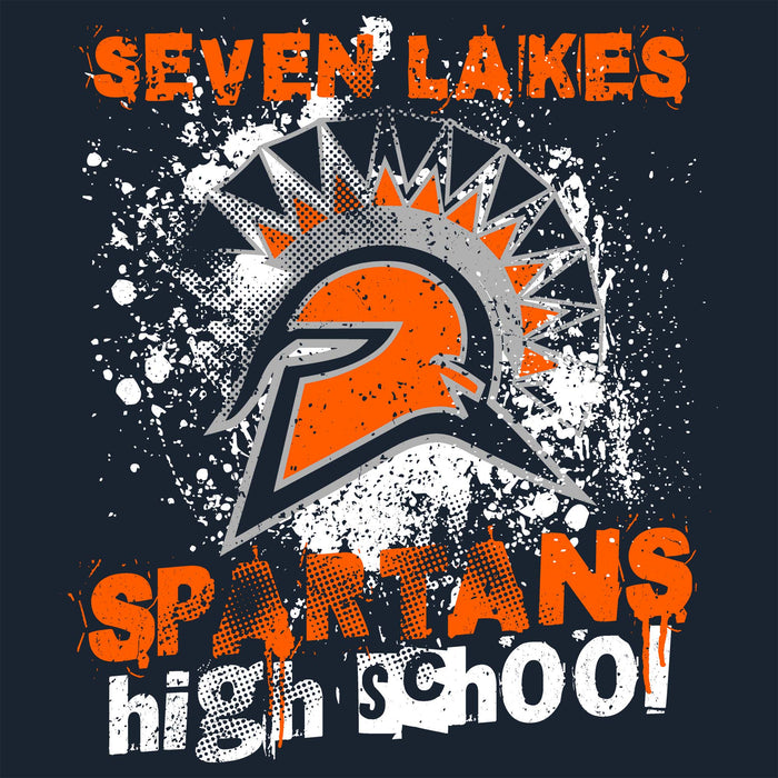 Close-up view of Seven Lakes High School Spartans Navy Blue Classic Unisex T-shirt 205