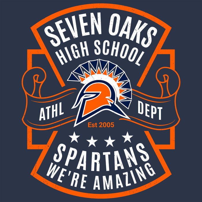 Close-up view of Seven Lakes High School Spartans Unisex 3/4 sleeve Raglan T-shirt 207