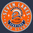 A circular orange, white, and navy graphic reading 'SEVEN LAKES HIGH SCHOOL' with a Spartan helmet and the words 'BOLD & FEARLESS' and 'EST 2005' on a dark navy background. Seven Lakes High School Spartans Unisex 3/4 sleeve Raglan T-shirt 215