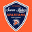 A shield-shaped school emblem reading 'Seven Lakes Spartans High School' with 'ESTD 2005' at the top and a Spartan helmet logo near the bottom, centered on a solid orange background. Seven Lakes High School Spartans Orange Classic Unisex T-shirt 225