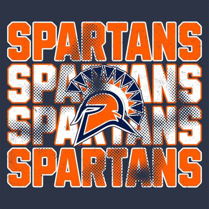 Close-up view of Seven Lakes High School Spartans Unisex 3/4 sleeve Raglan T-shirt 233