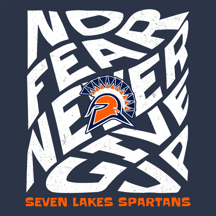 Close-up view of Seven Lakes High School Spartans Unisex 3/4 sleeve Raglan T-shirt 236