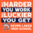 A square graphic with the motivational phrase 'THE HARDER YOU WORK THE LUCKIER YOU GET' in large white text over alternating orange and dark navy horizontal blocks. Below the text is a stylized Spartan helmet logo and the words 'SEVEN LAKES HIGH SCHOOL' on an orange background. Seven Lakes High School Spartans Orange Classic Unisex T-shirt 238