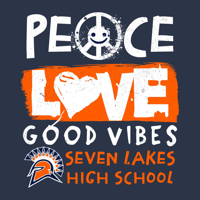 Close-up vie wof Seven Lakes High School Spartans Unisex 3/4 sleeve Raglan T-shirt 240