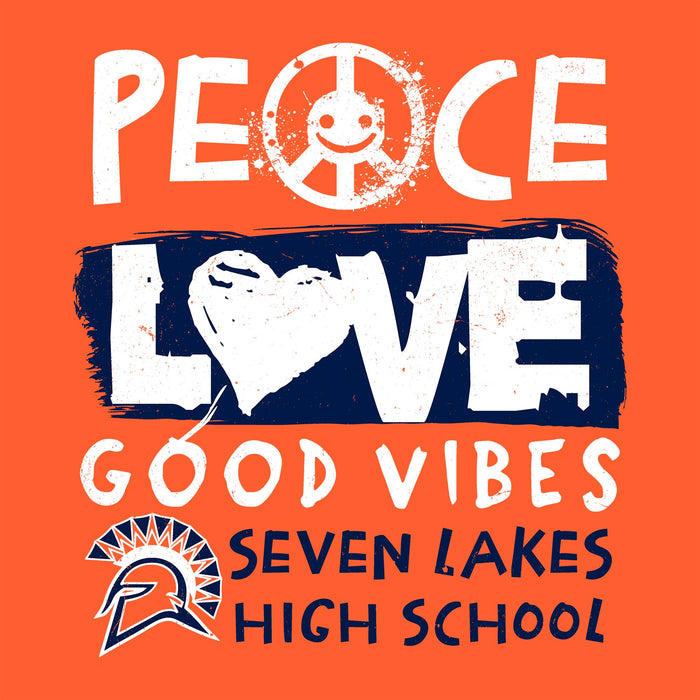 Close-up view of Seven Lakes High School Spartans Orange Classic Unisex T-shirt 240
