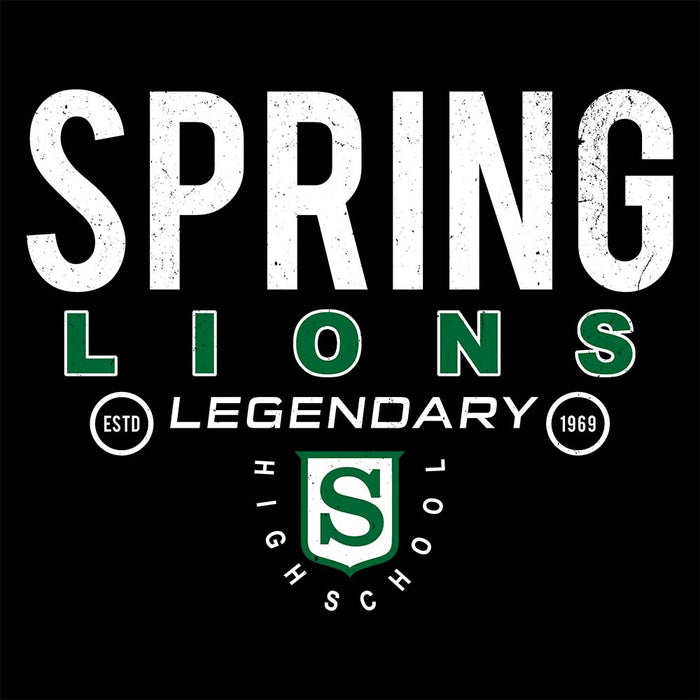 Close-up view of Spring High School Lions Black Classic Unisex T-shirt 003