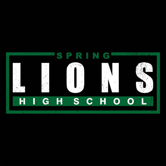 Close-up view of Spring High School Lions Black Classic Unisex T-shirt 049