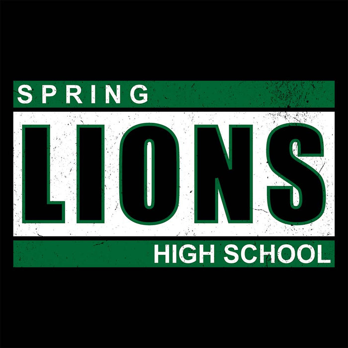 Close-up view of Spring High School Lions Unisex 3/4 sleeve Raglan T-shirt 098