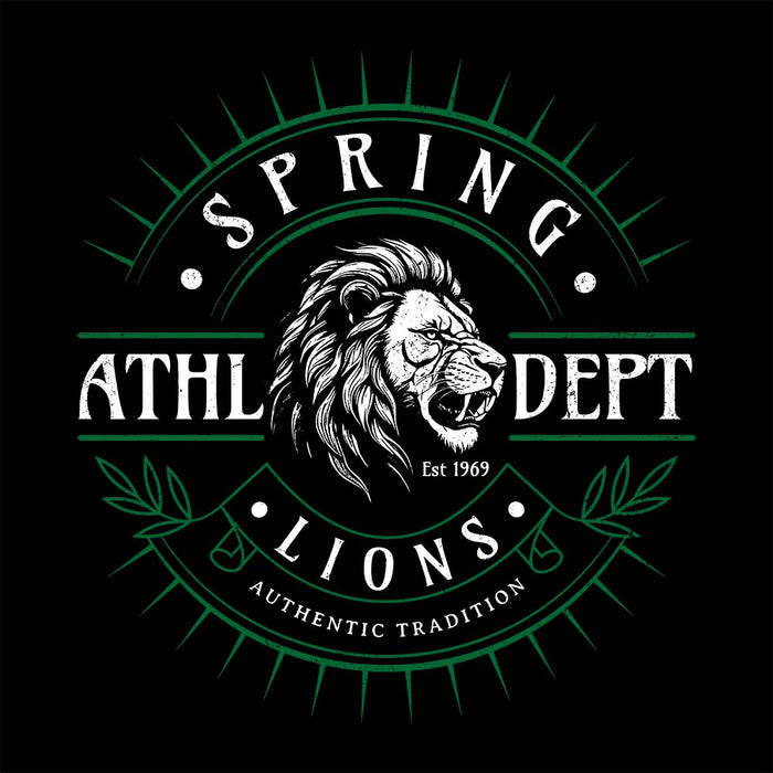 Close-up view of Spring High School Lions Black Classic Unisex T-shirt 201