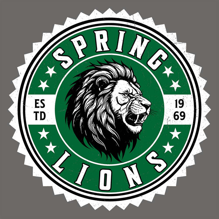 Close-up view of Spring High School Lions Dark Grey Classic Unisex T-shirt 203