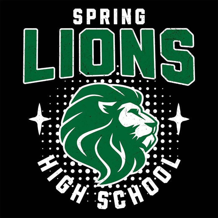 Close-up view of Spring High School Lions Unisex 3/4 sleeve Raglan T-shirt 204