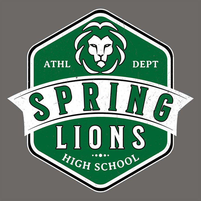 Close-up view of Spring High School Lions Dark Grey Classic Unisex T-shirt 209