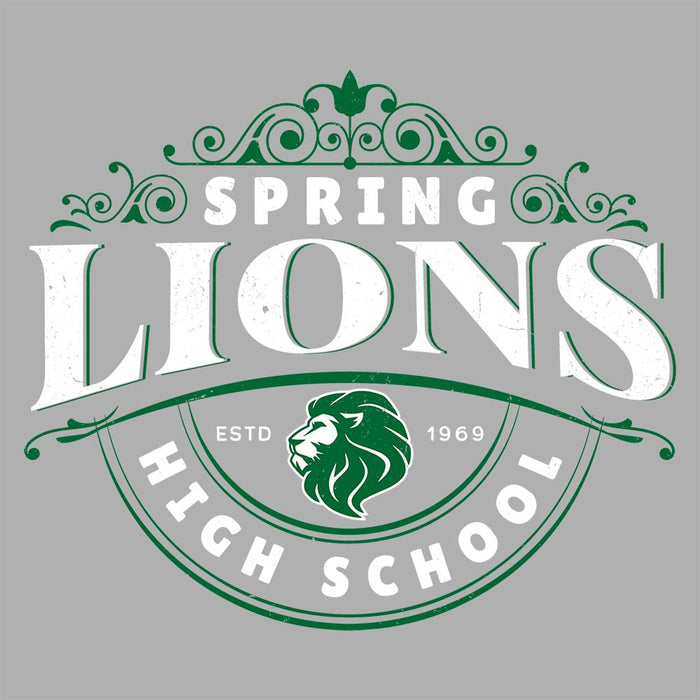 Close-up view of Spring High School Lions Grey Classic Unisex T-shirt 211