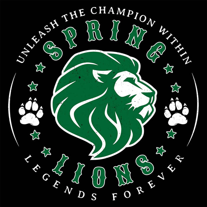 Close-up view of Spring High School Lions Black Classic Unisex T-shirt 214