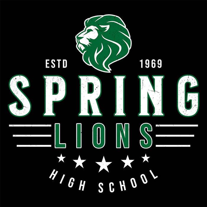 Close-up view of Spring High School Lions Black Classic Unisex T-shirt 217