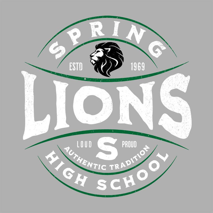 Close-up view of Spring High School Lions Grey Classic Unisex T-shirt 218