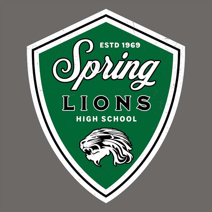 Close-up view of Spring High School Lions Dark Grey Classic Unisex T-shirt 225