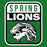 A square graphic with the words 'SPRING LIONS' in distressed white and green lettering on a green background, with a stylized white lion head outlined in black below. Spring High School Lions Turf Green Classic Unisex T-shirt 001