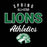 Spring All-Star Lions Athletics graphic on a black background, featuring green and white text and a lion head logo. Spring High School Lions Women's Black SoftStyle T-shirt 034