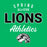 Green graphic with white and black text reading 'SPRING ALL-STAR LIONS Athletics' and a lion head illustration. Spring High School Lions Women's Irish Green SoftStyle T-shirt 034