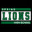 A rectangular sports-style graphic reading 'SPRING LIONS HIGH SCHOOL' in green and white, centered on a black background. Spring High School Lions Women's Black SoftStyle T-shirt 098