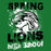 A green graphic design featuring a stylized white and black lion head with the words 'SPRING LIONS high school' in distressed black and white lettering. Spring High School Lions Turf Green Classic Unisex T-shirt 205