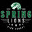 A black square graphic with a green lion head above the words 'ESTD 1969 SPRING LIONS HIGH SCHOOL' in green and white outlined lettering, with white stars and horizontal line accents. Spring High School Lions Women's Black SoftStyle T-shirt 217