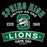 A black graphic design featuring green and white text and a lion emblem. The design reads 'SPRING HIGH, UNITED AS ONE, ESTD 1969, LIONS, and GAME DAY READY' with a large green letter S and lion head in the center. Spring High School Lions Women's Black SoftStyle T-shirt 221