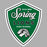 A shield-shaped green, white, and black Spring Lions High School logo with a lion head illustration, shown on a plain gray background. Spring High School Lions Unisex 3/4 Sleeve Raglan T-shirt 225A