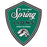 A shield-shaped Spring Lions High School logo with a distressed green background, white and black text, and a lion head illustration at the bottom. Spring High School Lions Unisex 3/4 Sleeve Raglan T-shirt 225