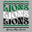 A graphic design featuring the word 'LIONS' repeated three times in green, white, and black distressed block letters, with wavy black and white stripes above and below. Below the main text reads 'Spring High School' in black script on a light gray background. Spring High School Lions Women's Grey SoftStyle T-shirt 227