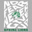 A graphic design featuring the words 'NO FEAR NEVER GIVE UP' in large, stylized white letters with a green spring lion head logo in the center and 'SPRING LIONS' in green at the bottom, set against a solid gray background. Spring High School Lions Women's Grey SoftStyle T-shirt 236