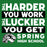 A square graphic design with a green background and bold white text reading 'THE HARDER YOU WORK THE LUCKIER YOU GET' above a lion head mascot and 'SPRING HIGH SCHOOL' in white. The text is arranged in black and white blocks. Spring High School Lions Turf Green Classic Unisex T-shirt 238