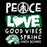 A black graphic design with distressed white text reading 'PEACE LOVE GOOD VIBES, SPRING HIGH SCHOOL' and a green-and-white lion head logo, plus a peace sign with a smiley face inside the O in PEACE. The word LOVE is overlaid with a white heart shape on a green brushstroke background. Spring High School Lions Women's Black SoftStyle T-shirt 240