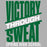 A graphic design featuring the words 'VICTORY THROUGH SWEAT' in bold green and white distressed lettering, with 'SPRING HIGH SCHOOL' written below in white, set against a solid gray background. Spring High School Lions Women's Grey SoftStyle T-shirt 206