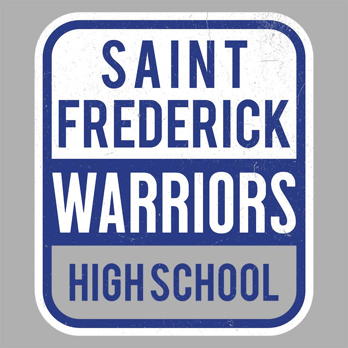 Close-up view of St. Frederick High School Warriors Grey Women's T-shirt 001