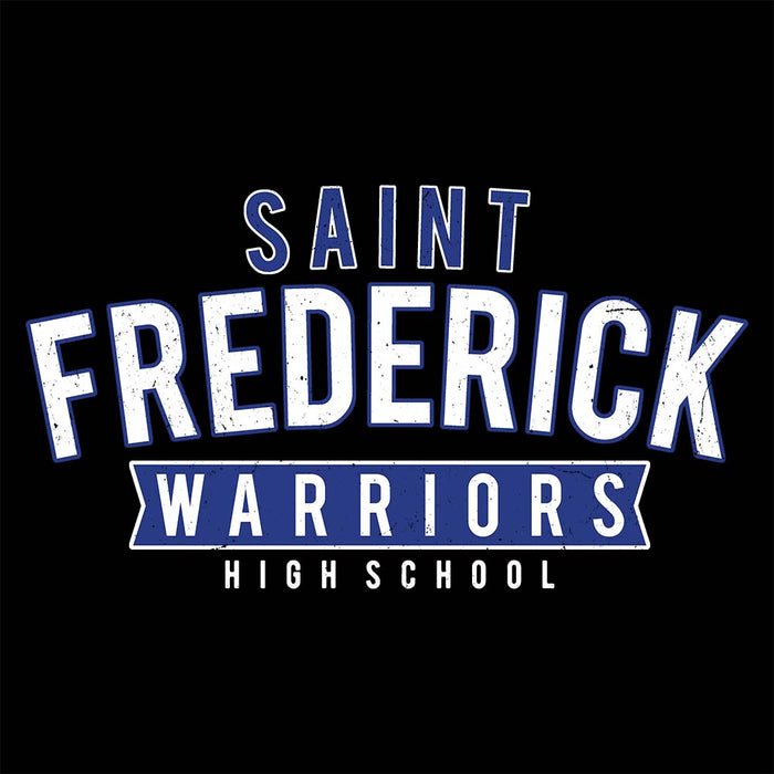 Close-up view of St. Frederick High School Warriors Women's Black T-shirt 021