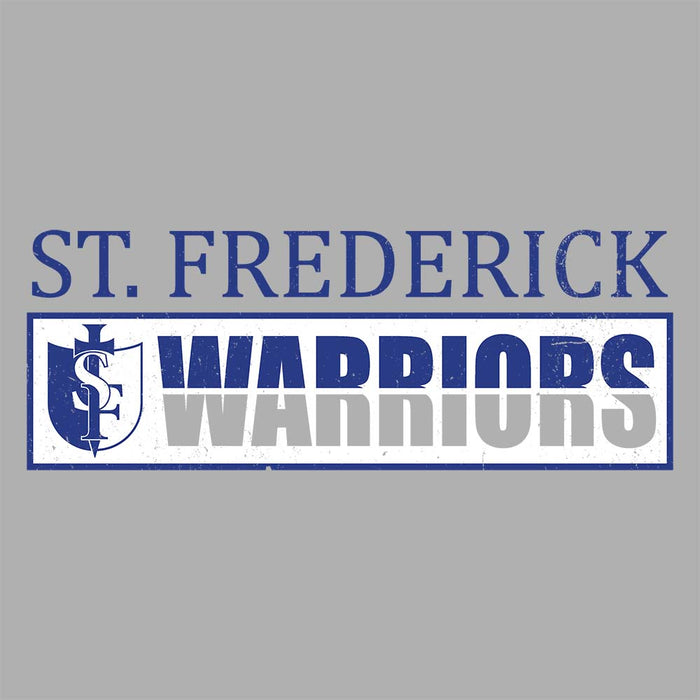 Close-up view of St. Frederick High School Warriors Grey Women's T-shirt 031