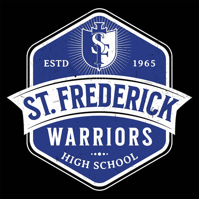 Close-up view of St. Frederick High School Warriors Unisex 3/4 Sleeve Raglan T-shirt 209