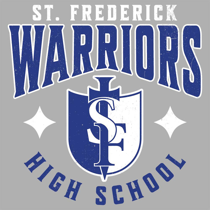 Close-up view of St. Frederick High School Warriors Grey Women's T-shirt 213