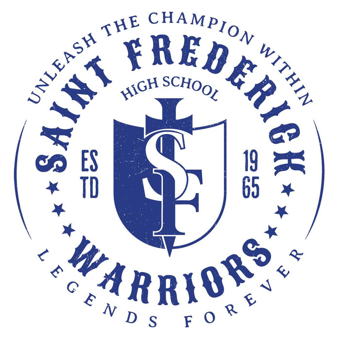 Close-up view of St. Frederick High School Warriors Unisex 3/4 Sleeve Raglan T-shirt 214