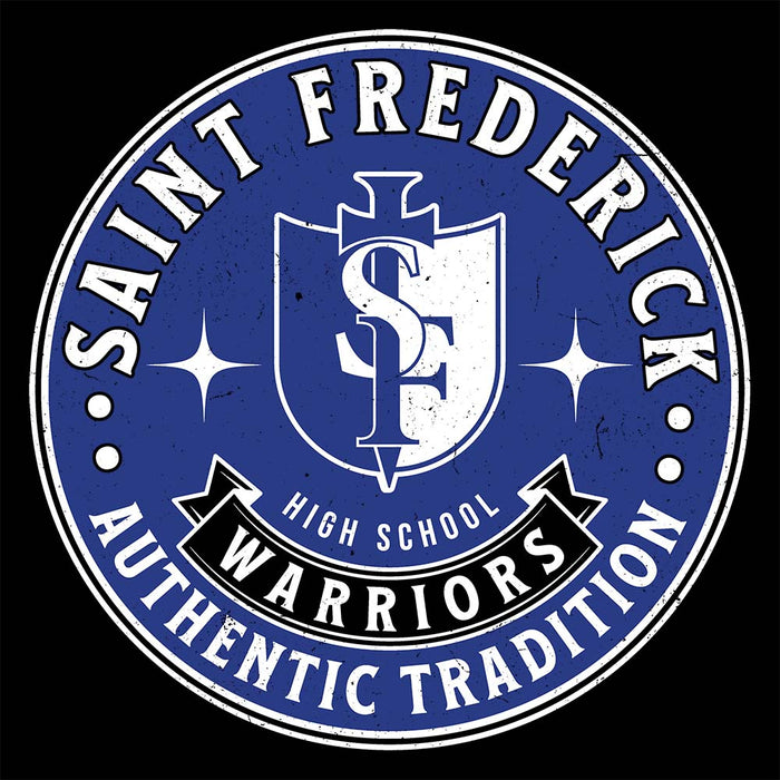 Close-up view of St. Frederick High School Warriors Unisex 3/4 Sleeve Raglan T-shirt 215