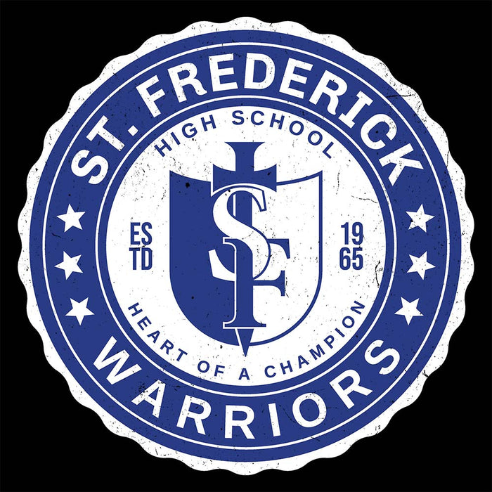 Close-up view of St. Frederick High School Warriors Unisex 3/4 Sleeve Raglan T-shirt 216