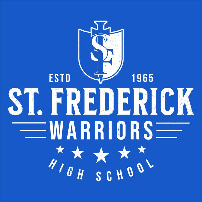 Close-up view of St. Frederick High School Warriors Royal Blue Classic Unisex T-shirt 217