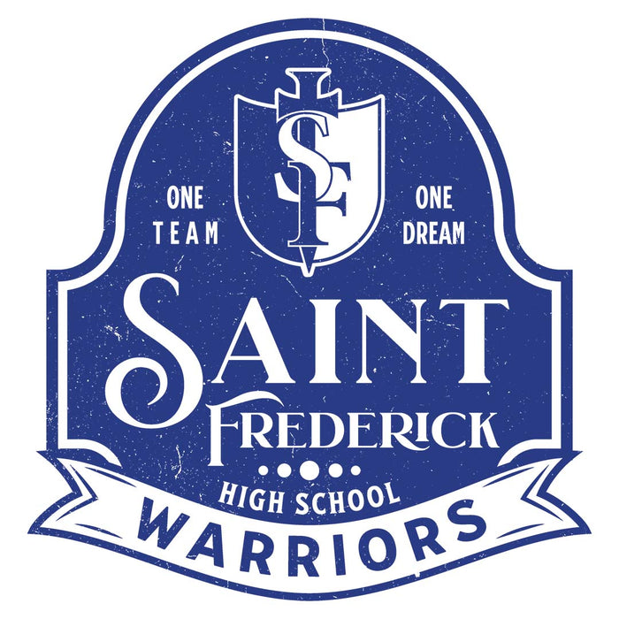 Close-up view of St. Frederick High School Warriors Unisex 3/4 Sleeve Raglan T-shirt 219