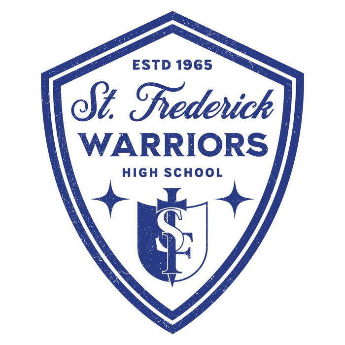 Close-up view of St. Frederick High School Warriors Unisex 3/4 Sleeve Raglan T-shirt 225