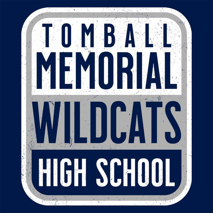 Close-up view of Tomball Memorial High School Wildcats Women's Navy Blue T-shirt 001