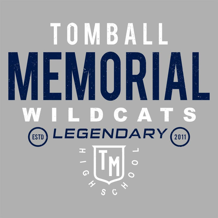 Close-up view of Tomball Memorial High School Wildcats Women's Grey T-shirt 003